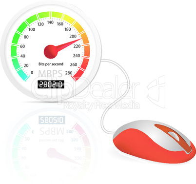 Computer mouse connected to a speedometer