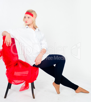 Pretty girl relaxing on chair