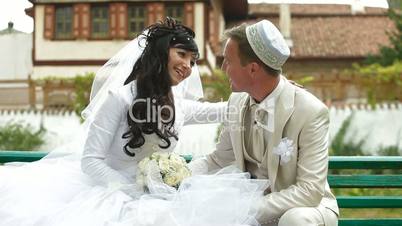 Crimean Tatar newlyweds in Bakhchisaray Palace