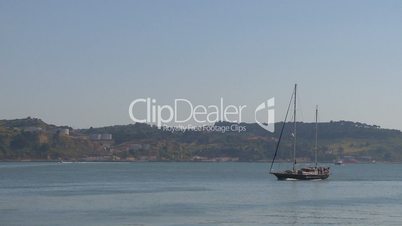 Sailboat sailing in Lisbon