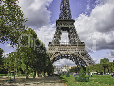 Eiffel Tower view from Champs de Mars, Paris