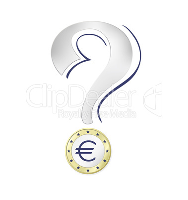 Euro coin, Euro sign, Euro crisis - Euro Münze, Geld mit Fragezeichen