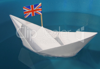 Paper ship with UK Flag