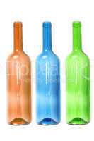 empty colored wine bottles