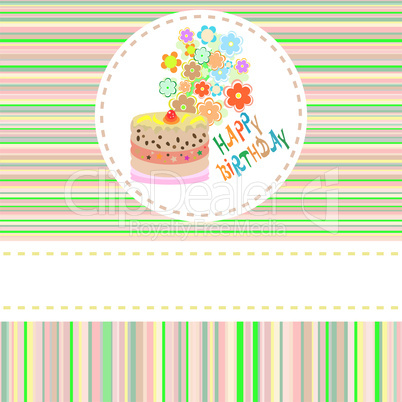 cute flower and cake happy birthday background