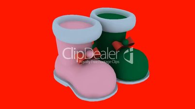 Rotation of 3D shoes.Toy,boot,Christmas,foot,SantaClaus,gifts,isolated,footwear,