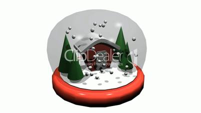 Rotation of 3D Christmas Crystal Ball.sphere,shiny,House,tree,pine,cedar,snow,winter,season,Christmas,