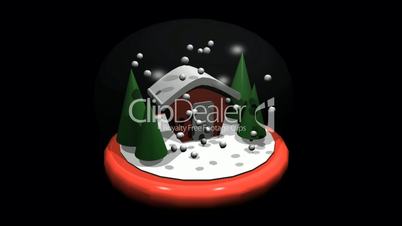 Rotation of 3D Christmas Crystal Ball.sphere,shiny,House,tree,pine,cedar,snow,winter,season,Christmas,