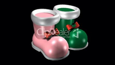 Rotation of 3D shoes.Toy,boot,Christmas,foot,SantaClaus,gifts,isolated,footwear,