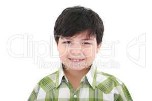 Cute smiling happy little boy isolated on white background