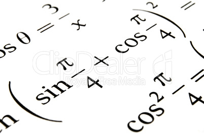 Algebra formulas close up.