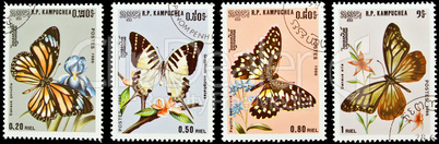 Collection of butterflies stamps.