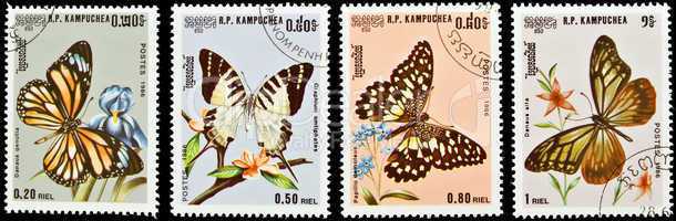 Collection of butterflies stamps.