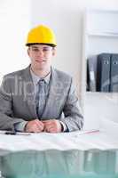 Close up of architect working