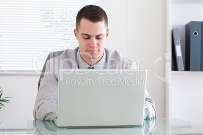 Businessman working on laptop