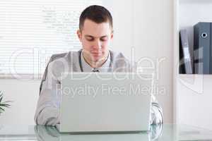 Businessman working on laptop