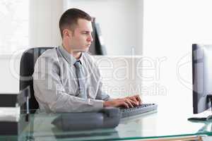 Businessman working on his computer