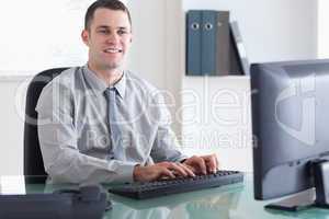 Businessman using his computer