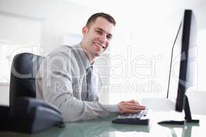 Businessman working with his computer