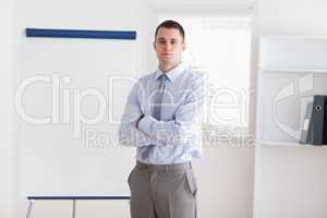 Businessman about to start his presentation