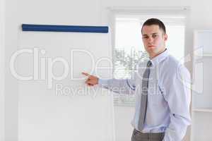 Businessman explaining the flip chart