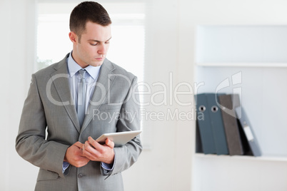 Businessman checking his notes