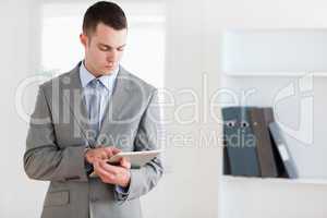 Businessman reading his notes