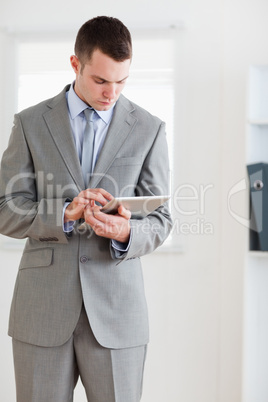 Businessman having a look at his notes