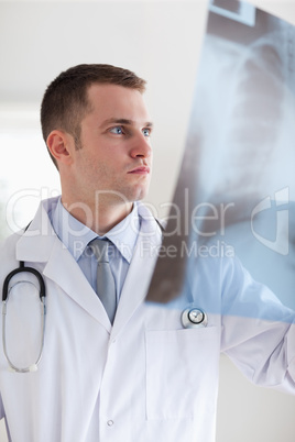 Doctor taking a look at x-ray photograph