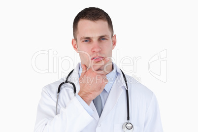 Close up of doctor thinking