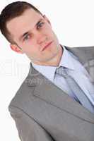 Close up of confident looking young businessman