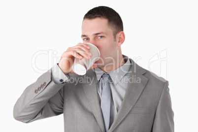 Businessman drinking coffee