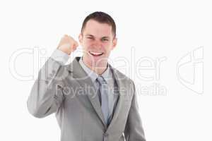 Businessman with his fist up