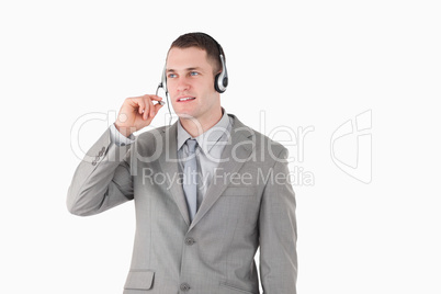 Businessman using a headset