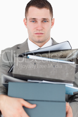 Portrait of a overwhelmed young businessman