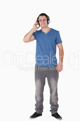 Portrait of a smiling man with headphones Portrait of a smiling man with headphones