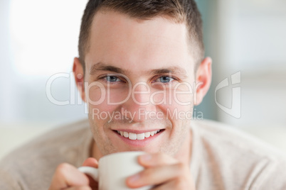 Close up of a man having a tea