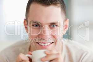 Close up of a man having a tea