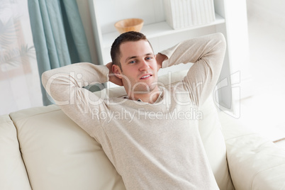 Man relaxing on a couch