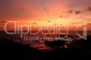Sunset at the beach of Indian Ocean, Sri Lanka