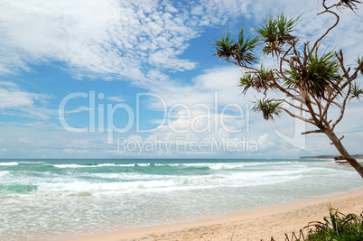 Beach and turquoise water of Indian Ocean, Bentota, Sri Lanka