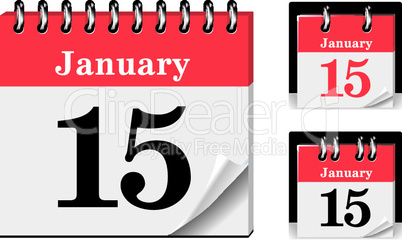 Calendar icon with glossy metal spiral on white background