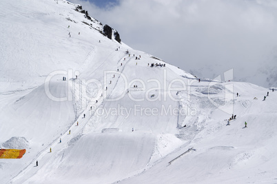 Snowboard park at ski resort