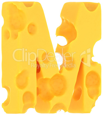 Cheeze font M letter isolated on white