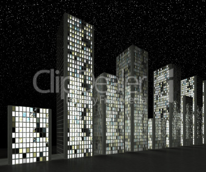 City at night: Abstract skyscrapers