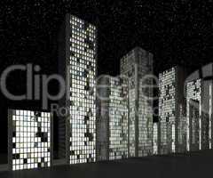 City at night: Abstract skyscrapers