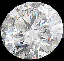 Close-up of large round diamond or gemstone isolated