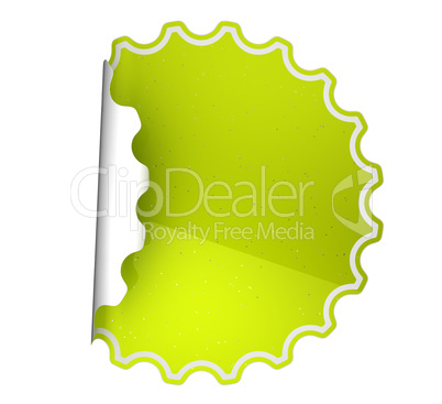 Green spotted sticker or label over white