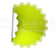 Green spotted sticker or label over white
