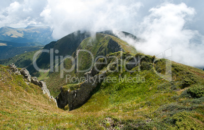 Carpathian mountains in Ukraine: on the ridge